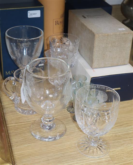 A collection of Royal and other commemorative glassware,